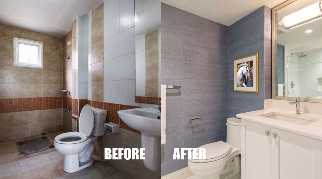 Before and After full bathroom remodeling in Portland